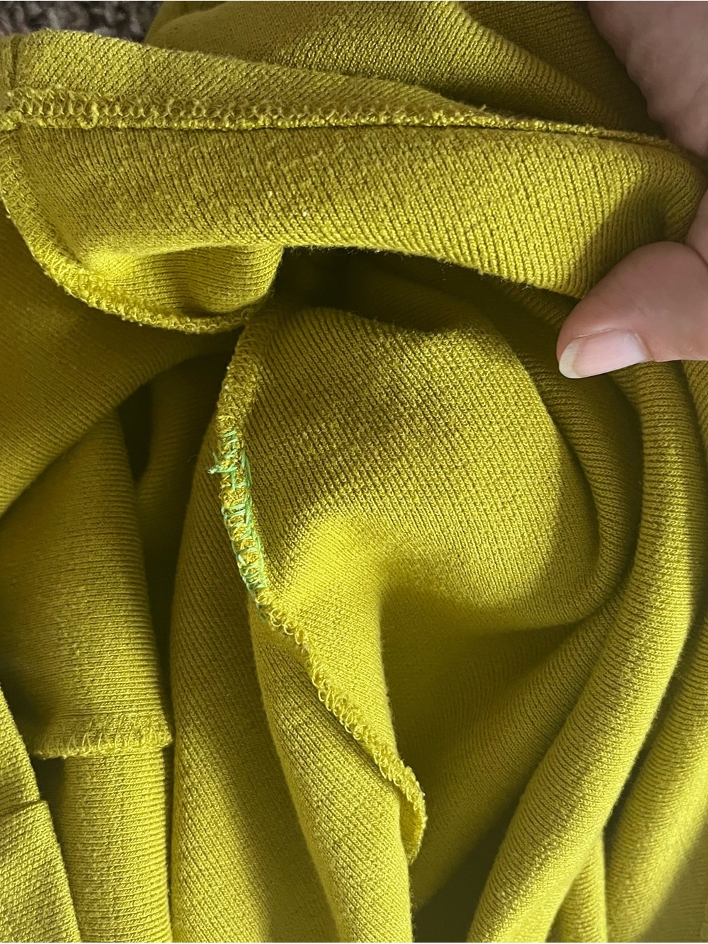 Zara Chartreuse Green Mock Neck Ruched Midi Dress Sm Short Sleeve Stretch Knit - Picture 6 of 9